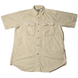 VTG TRAVELSMITH Men Large Long (LT) Pale Yellow Pocket Vented Shirt Made In USA